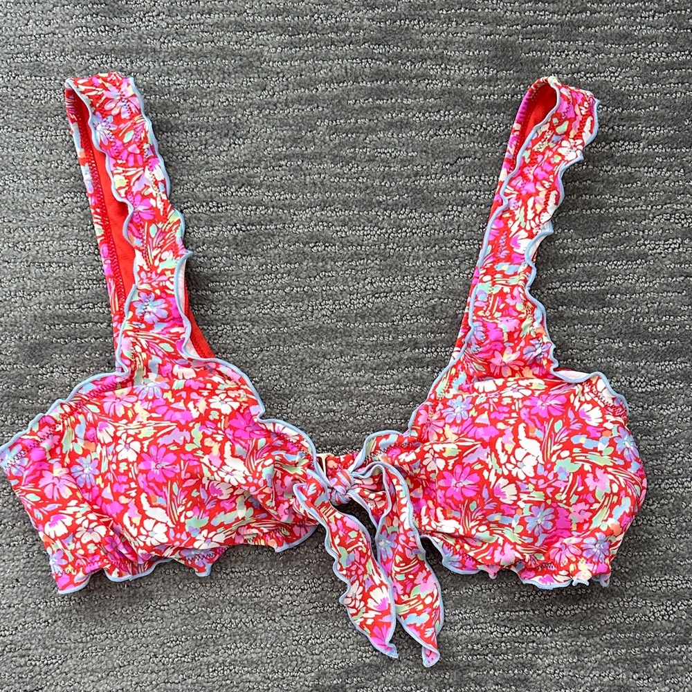 Altar'd State Red Floral Bikini Top